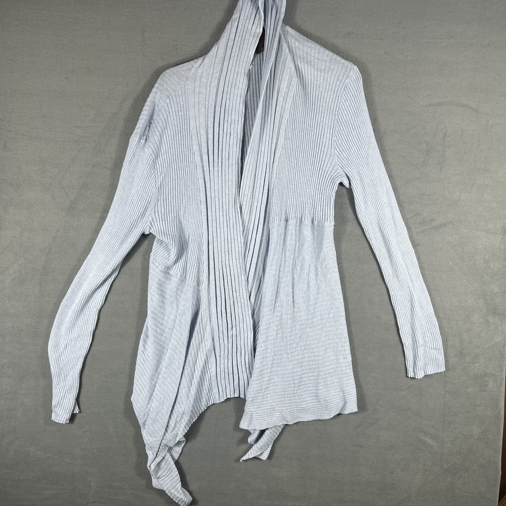 Faded Glory Women's XXL (20) Light Blue Ribbed Draped Open‎ Cardigan Sweater
